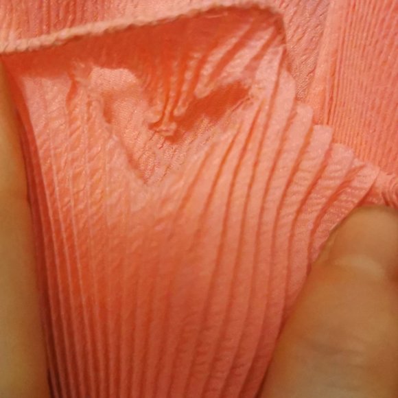 Vintage 1960s Blouse Pleated Ruffled Jabot Pink Medium - Picture 6 of 7